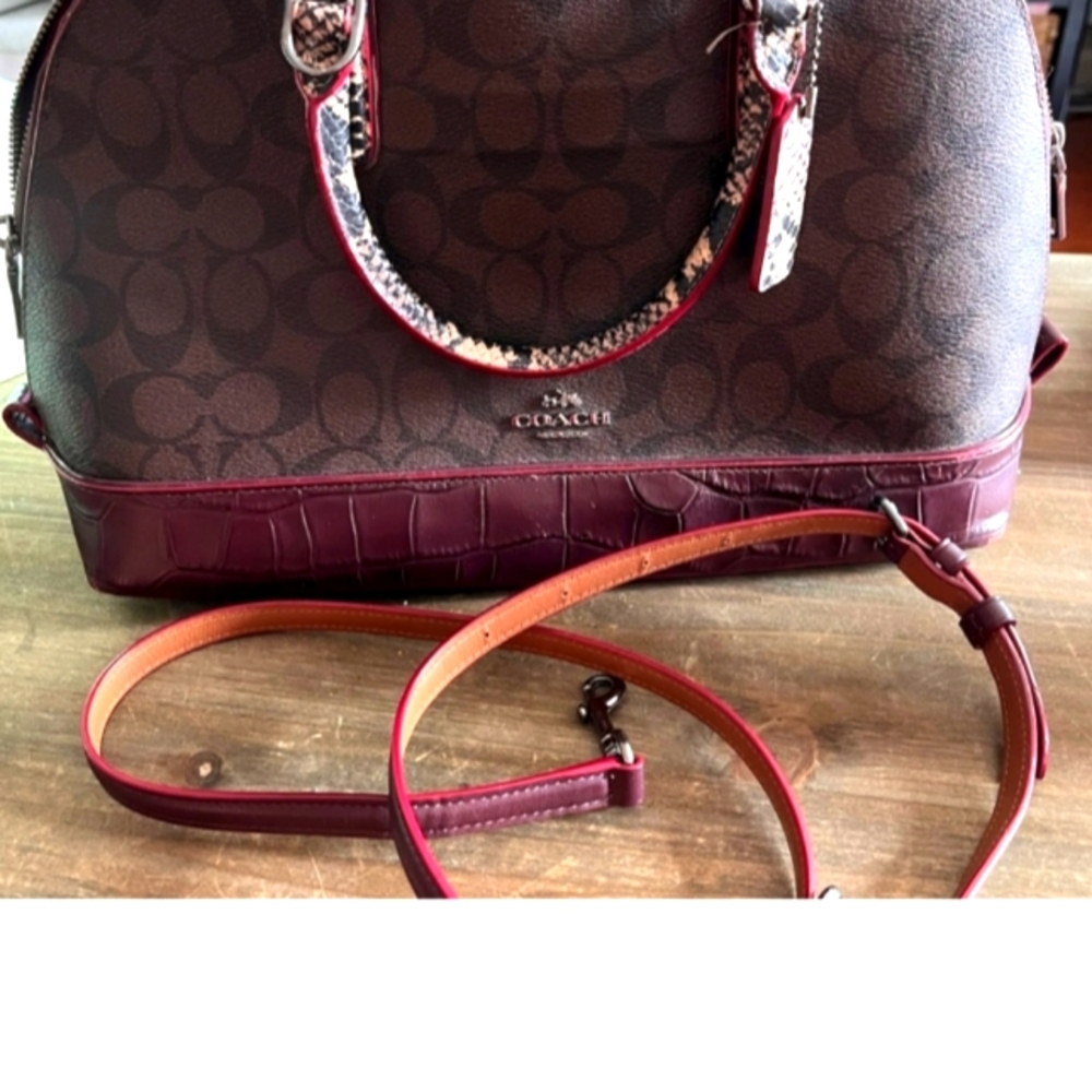 Coach Brown and Burgundy Dome Handbag 👜